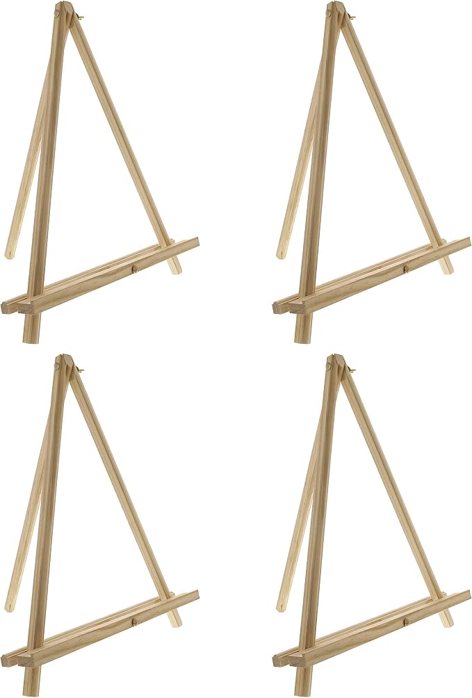 U.S. Art Supply 12" Natural Wood Tabletop Easel (4 Pack) - Adjustable