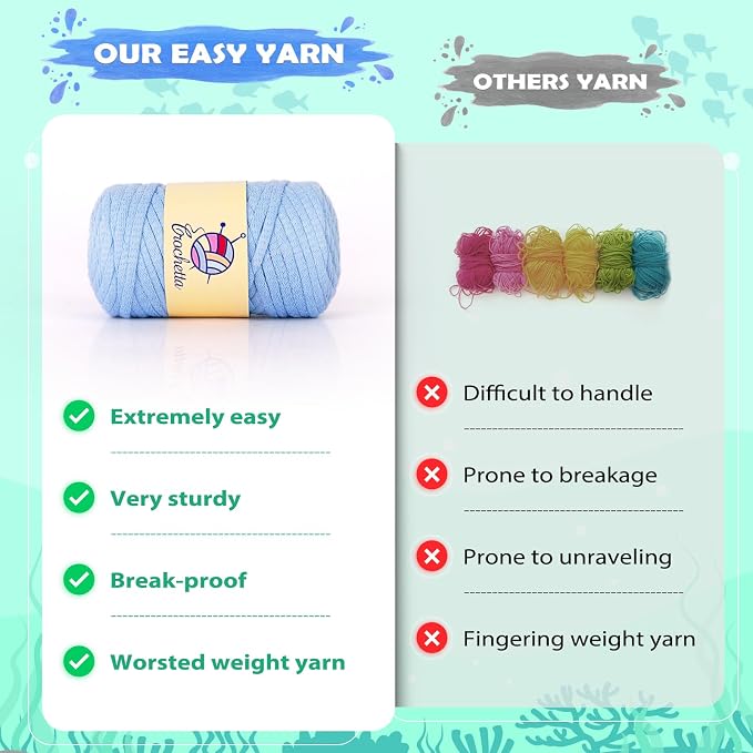 Crochetta Crochet Kit for Beginners, Beginner Crochet Starter Kit w Step-by-Step Video Tutorials, Learn to Crochet Kits for Adults Women Men, DIY Knitting Supplies, Axolotls (Blue and Pink)