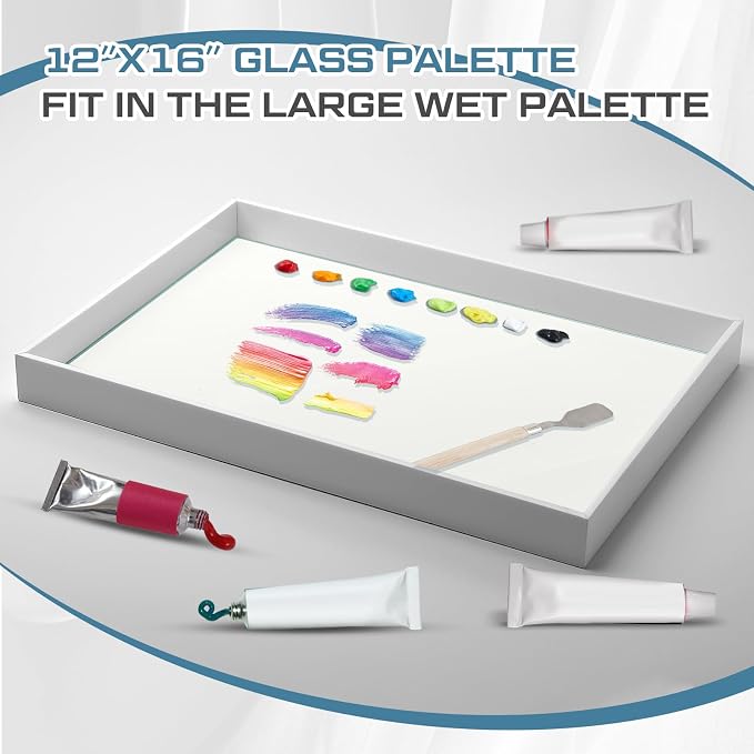 Nuanchu 1 Pcs Tempered Glass Palette for Oil Painting, 12 X 16 Inches Clear
