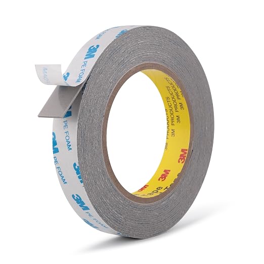 3M Double Sided Tape, 3/4" x 18Ft Foam Tape, 1600TG, Grey
