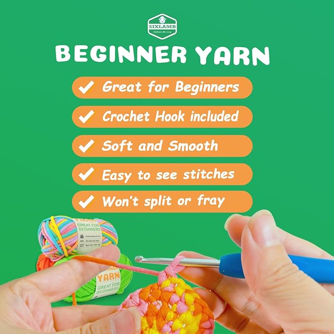 3 * 50g/1.76oz Yarn for Crocheting and Knitting, 3 * 60yds Beginner Yarn with Easy-to-See Stitches; Worsted-Weight Medium #4;Amigurumi-Friendly Crochet Kit(Water Melon+Coffee+Sunflower)