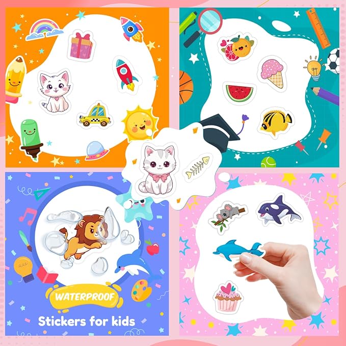 KARSLORA 36 Sheets Stickers for Kids, 800+ Stickers for Scrapbooking Including Animals, Fruits, Dinosaurs, Hearts, Cats, Fish, Cars, Space and More, Party Favors for Kids | Including Animals, Fruits, Dinosaurs, Hearts, Cats, Fish, Cars, Space and More,...