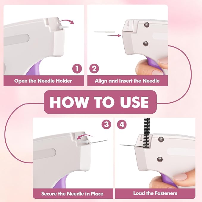 Stitch Gun for Clothes, Tagging Gun, Quick Clothing Fixer, White