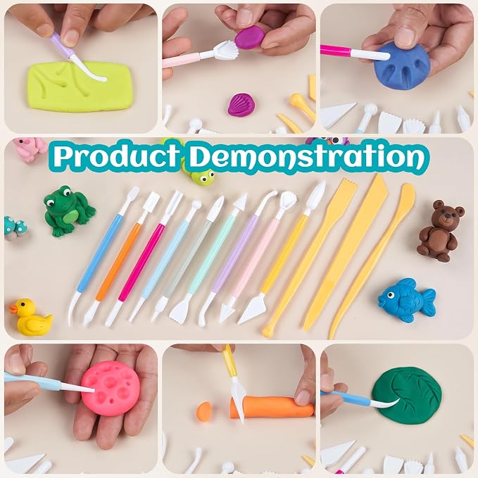 Amrules 25 Pcs Polymer Clay Sculpting Tools Kit for Adults | Multi-Functional for Carving, Dotting & Molding, Ideal for Art Class & Pottery Studio, Comes with Zipper Storage Bag