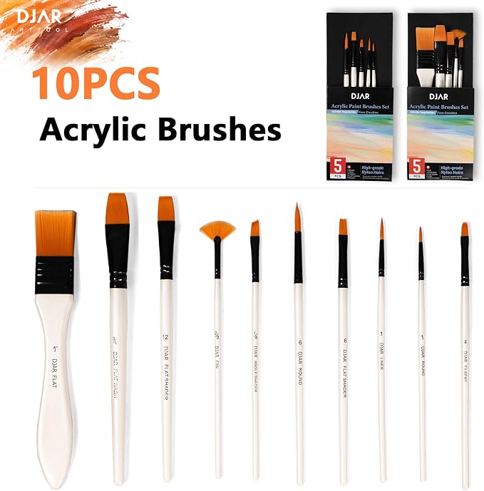 DJAR 49 Pcs Acrylic Paint Set with Tabletop Easel & Canvas, 24 Colors | Complete Art Supplies Kit with Canvas Panels, Brushes and Painting Pads, Painting Set for Kids, Beginners, Adults and artists