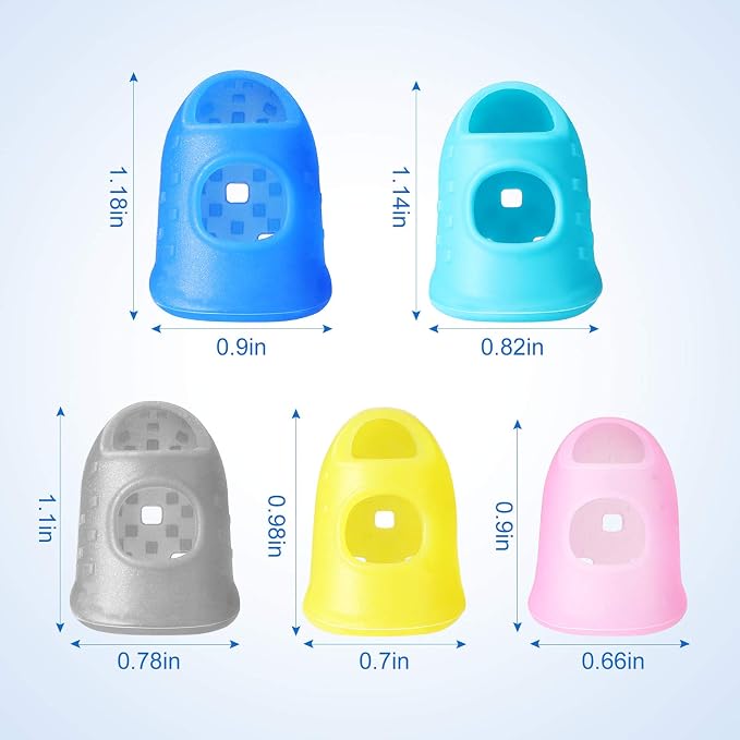 Zonon 20 Pcs Rubber Thimble Finger Protector,Multicolor | Hand Sewing Embroidery Finger Grips Tips Guard 5 Sizes, Hot Glue Sorting Paperwork Carving Quilting Knitting Craft Supplies