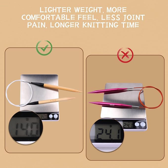 WAZAIGUR Interchangeable Bamboo Circular Knitting Needles Set