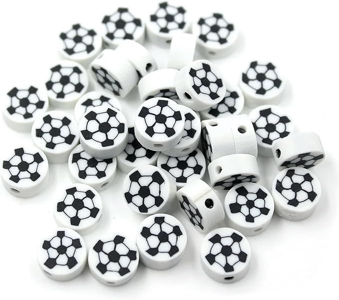 100 Pcs Soccer Ball Polymer Clay Beads Mixed Heishi Spacer Beads Supplies for DIY Bracelet Earring Necklace Jewelry Making