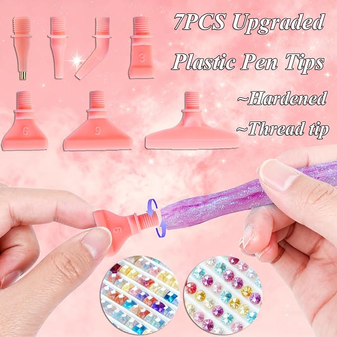 ZYNYXY 16PCS Ergonomic Diamond Art Pens Kits, Resin Diamond Painting Pen with Multifunctional Plastic Screw Thread Tips (Starry Pink B)