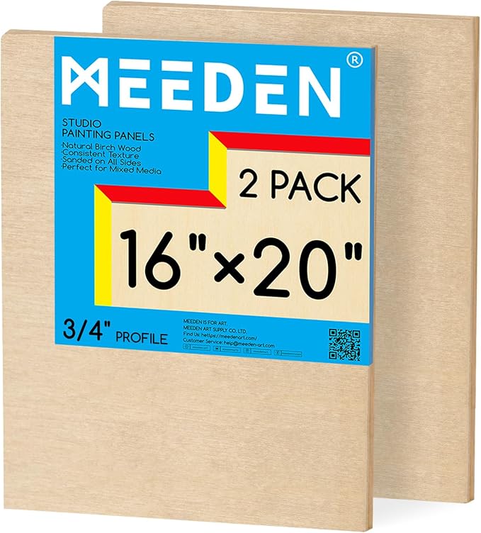 MEEDEN Unfinished Wood Canvas Board:16x20 Canvas Panel Pack of 2