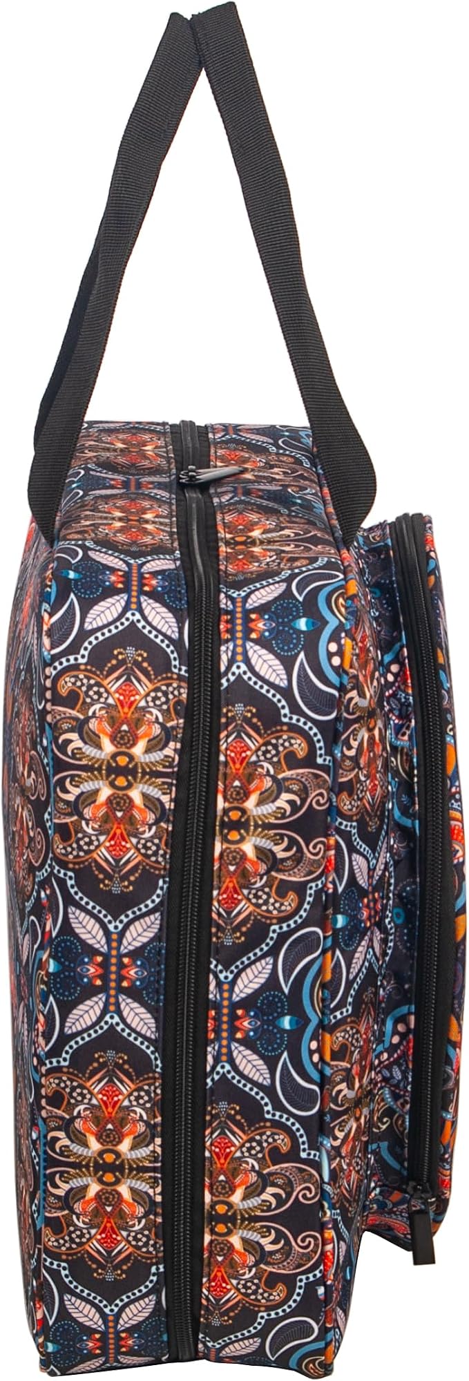 Portable Craft Kits Storage Bag Cross Stitch Starter Kits Embroidery Project Bag Embroidery Tool Storage Tote with Multifunctional Pockets, Bag Only (Colorful Pattern)