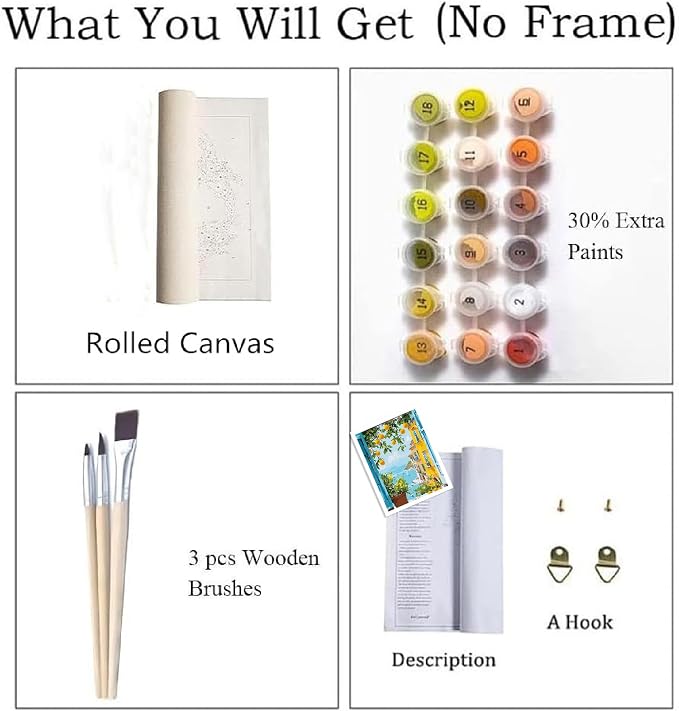 ZRIZQ Paint by Numbers Kit for Adults Beginner Landscape,Lemon Tree,16x20 | Full set with wooden brushes,rolled canvas,rich paints.Calming activity.Beginner friendly.Just open and paint.