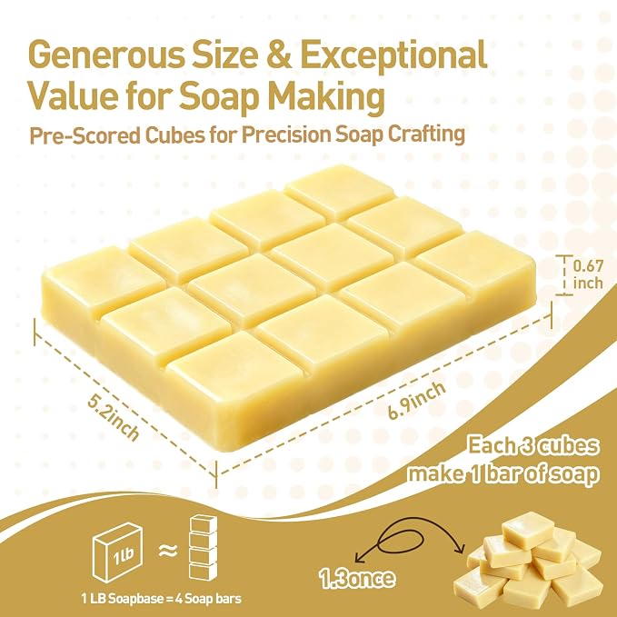 Melt and Pour Soap Base, Pre-Cut, for DIY Soap Craft, 1LB Turmeric