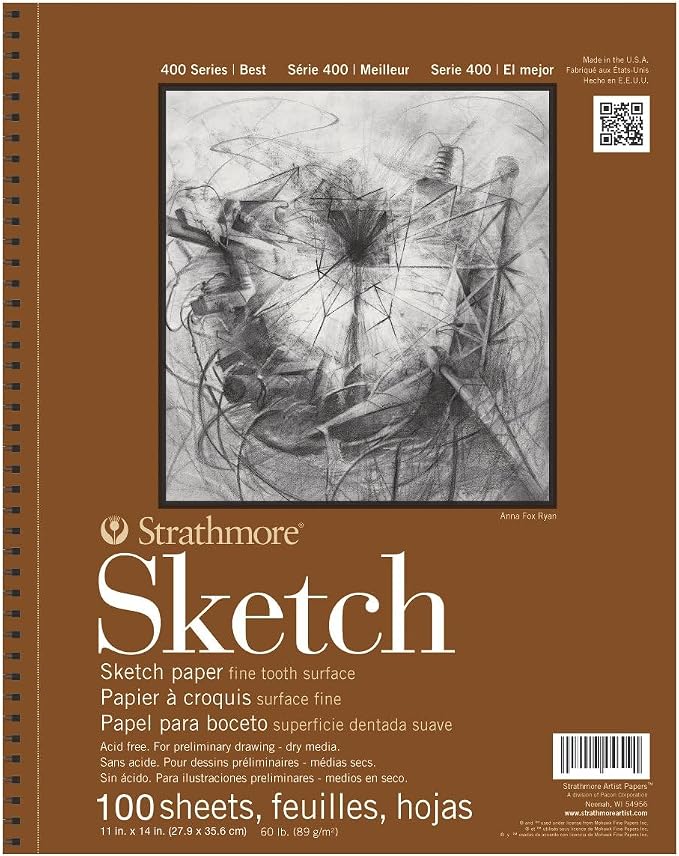 Strathmore 455-4 400 Series Sketch Pad, 11"x14" Wire Bound, 100 Sheets