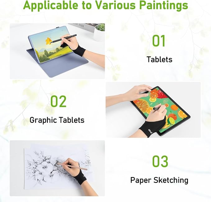 OTraki 4 Pack Artist Drawing Gloves for Digital Tablet Paper Sketching
