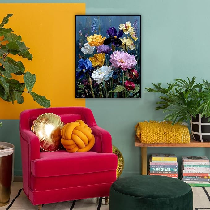 Flowers Paint by Numbers Kit for Adults 16x20 Inch Frameless Wildflowers | Paint by Number for Adults, Flowers Paint by Numbers for Adults Beginner Gift Home Wall Decor