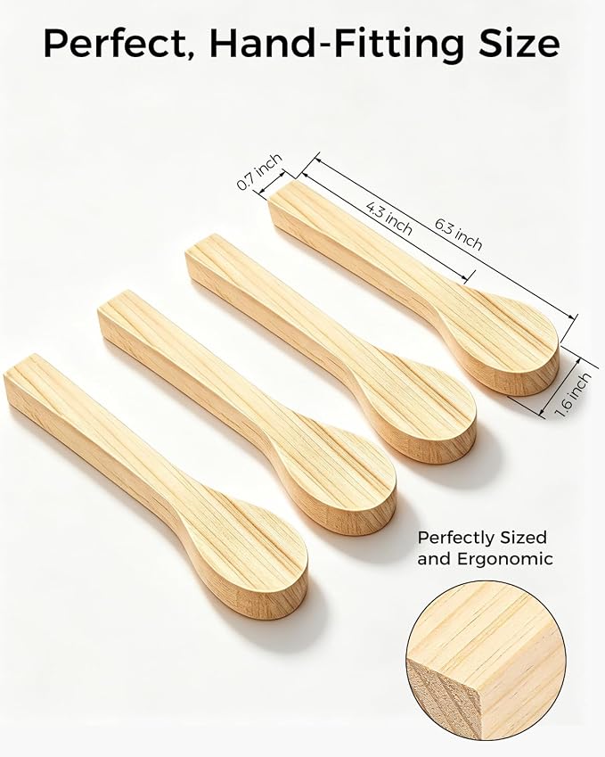 Basswood Spoon Carving Blanks 4 Pack: Soft Wood Spoon Kit for Whittling