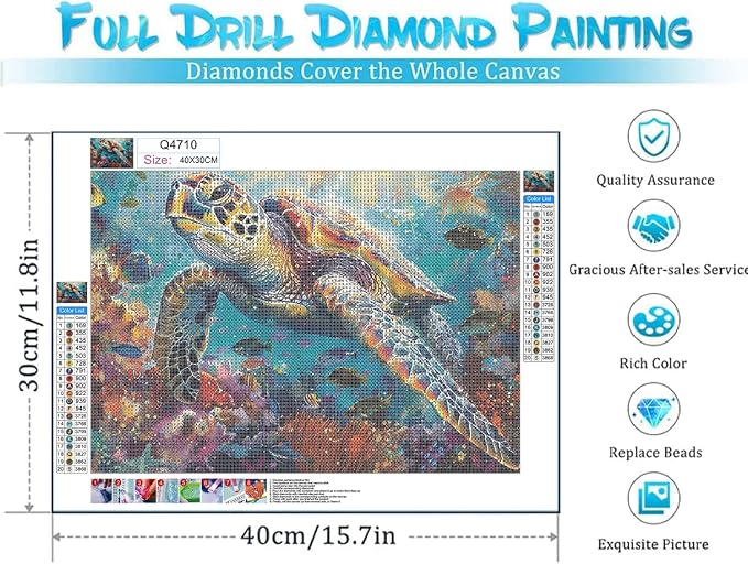 DOTSOPS 4 Pcs Marine Animal Diamond Painting Kits Art Adults Painting Kit | Crafts DIY 5D Diamond Art Packs Kits for Adults,Round Full Drill for Beginner,Home Wall Decoration Gift 11.8 x 15.7 Inches
