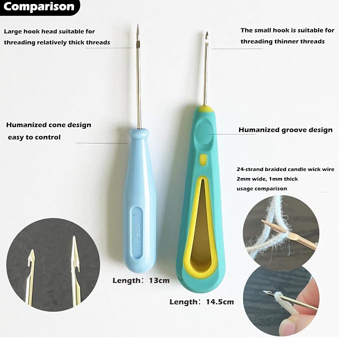 157PCS Professional Candle Making Kit with Soy Candle Wicks,7.9" Extra Long Big Hole Wicking Needle Hand Twist Drill Bits with Storage Bag,Mold Punch Set with Hook Eye for Inserting Candle&Mold Wicks