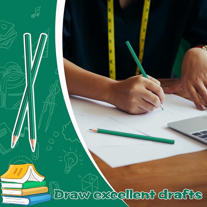 36 Pack Green Colored Pencils for Kids, Pre-sharpened Art Pencils Back to School Supplies Set, Drawing Sketching Pencils for Students, Teachers, Classroom