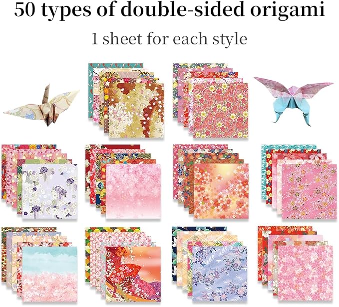 6x6" Origami Paper,50Sheets Double Sided Colored Paper,Square Craft Paper