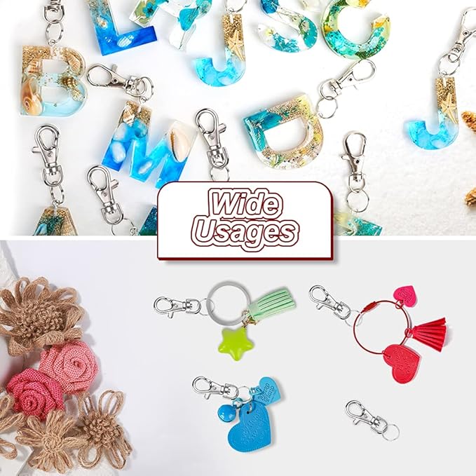 LEOBRO 160PCS Lobster Claw Clasps and Key Rings, Keychain Making Kit, 80PCS Keychain Clips and 80PCS Key Chain Rings, Key Chain Making Kit for Crafts, Keychains, Jewelry