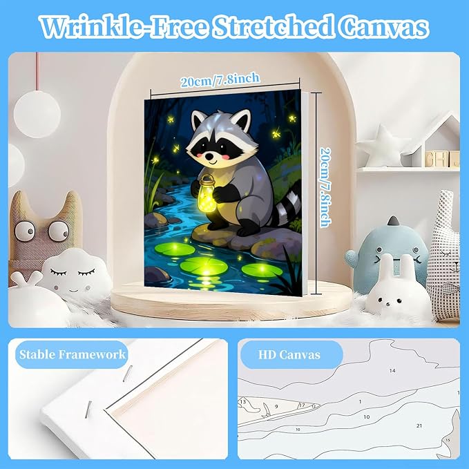 Arttoplus 4 Pack Paint by Numbers Kit for Kids with Frame Animals 8x8in | Cute Kids Paint by Numbers Ages 4-8-12 with Wooden Easel, Easy DIY Acrylic Oil Painting by number Aniamls for Gift Home Decor