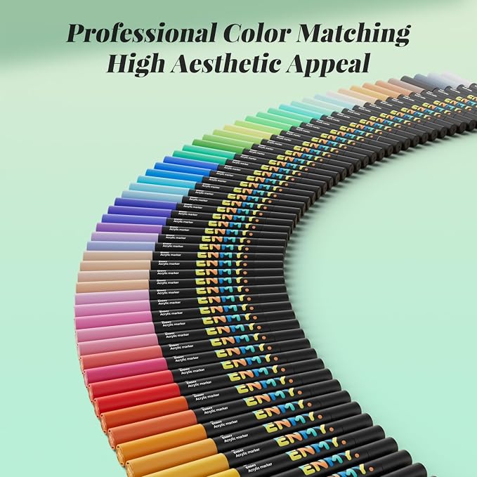80 Colors Acrylic Paint Markers, Direct Liquid Acrylic Paint Marker Pen, Fabric Markers for Textile, Canvas, Rock, Glass, Wood, Paper, DIY, Acrylic Coloring Pens for DIY Craft Supplies