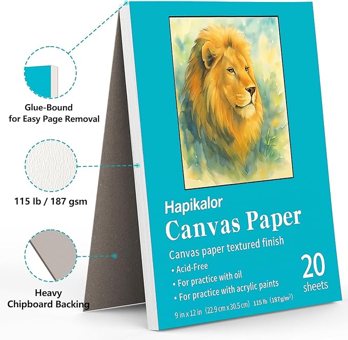 Canvas Painting Acrylic Sketch Book - 9x12 Inch, 20 Sheets (115lb/187g)
