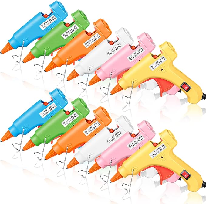 Zhengmy 12 Pcs Mini Hot Glue Guns 20W Low Temp Burn Protection,Multicolor