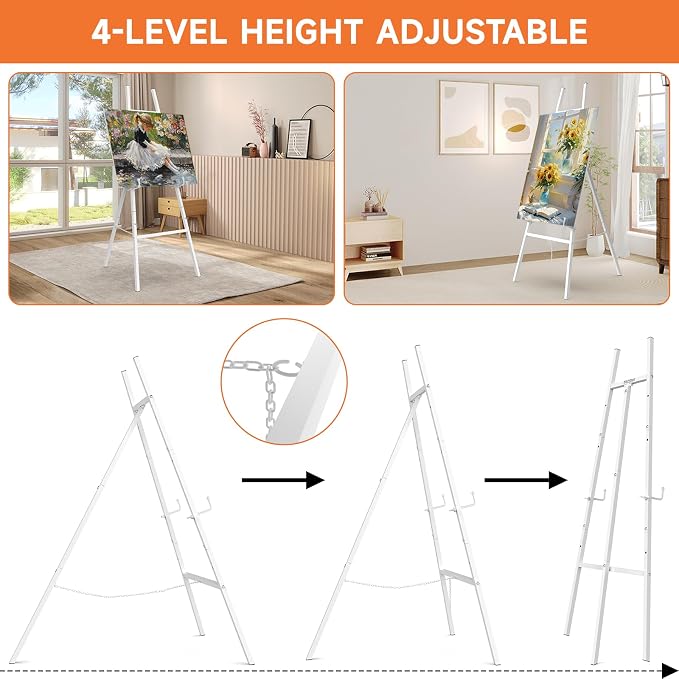 Easel Stand for Sign, 4-Tier Height Adjustable, White