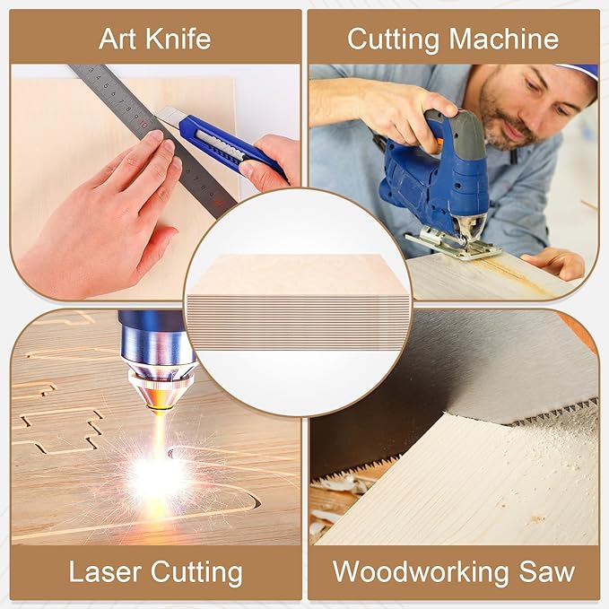 40 Pack Basswood Sheets for Crafts,12"x12"x1/8" 3mm Thick Plywood Sheets with Smooth Surfaces-Unfinished Squares Wood Boards for Laser Cutting, Wood Burning, Architectural Models, Staining