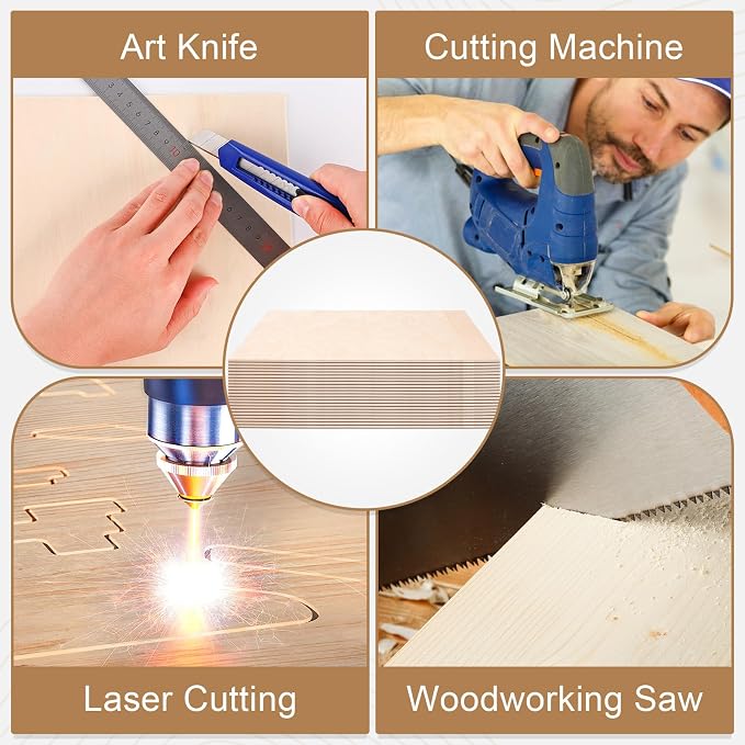 20 Pack Basswood Sheets for Crafts,12"x12"x1/8" 3mm Thick Plywood Sheets with Smooth Surfaces-Unfinished Squares Wood Boards for Laser Cutting, Wood Burning, Architectural Models, Staining