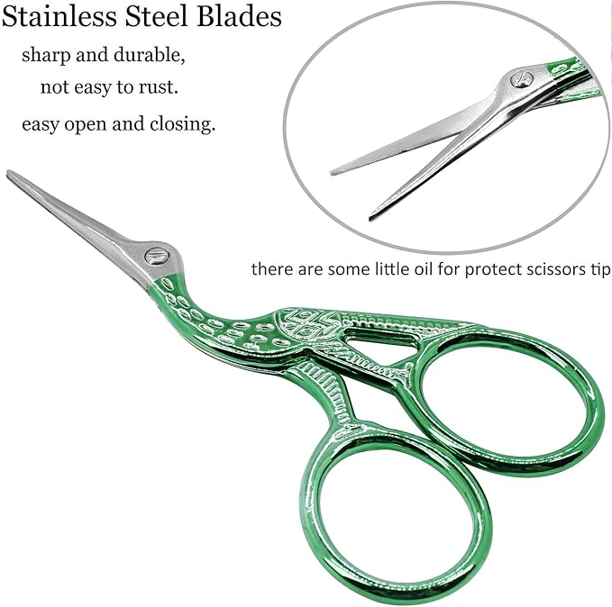 BIHRTC 3.6" Small Crafting Shears with Leather Case for Embroidery | Multi-Purpose Scissors 3.6 Inch Compact Size for Knitting,Crochet,Cross Stitch,Sewing,Needlework,Threading,DIY
