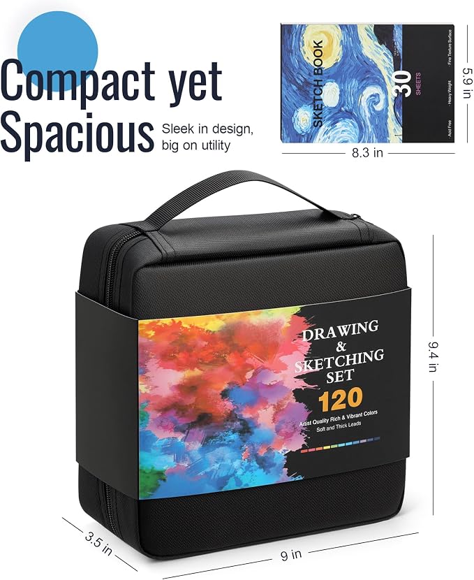 TMOL 120 Pack Colored Pencils for Adult Coloring Books, Soft Core Oil Based Color Pencils with Sketch Book, Color Book, Art Supplies with Zipper Case, Gifts for Adults, Artists, Professionals