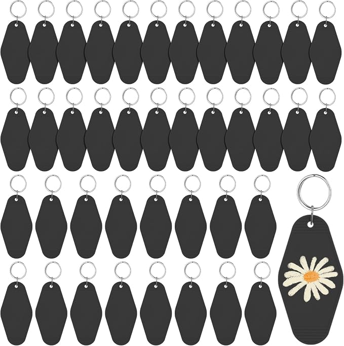 LOTMER 20/30/40/80 PCS Hotel Keychain Blank with Key Rings, 60 Colors Motel Key Chains for DIY Keychains