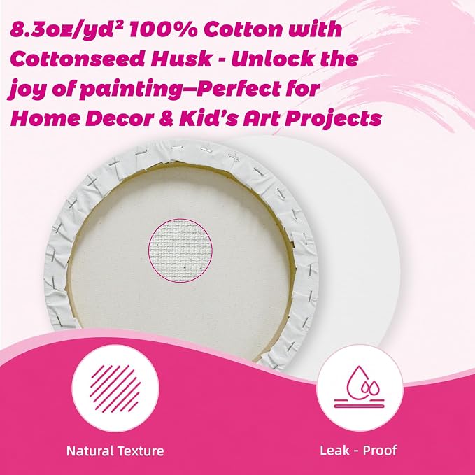 3Pack Stretched Blank Canvas for Painting with Circle, Heart, Butterfly