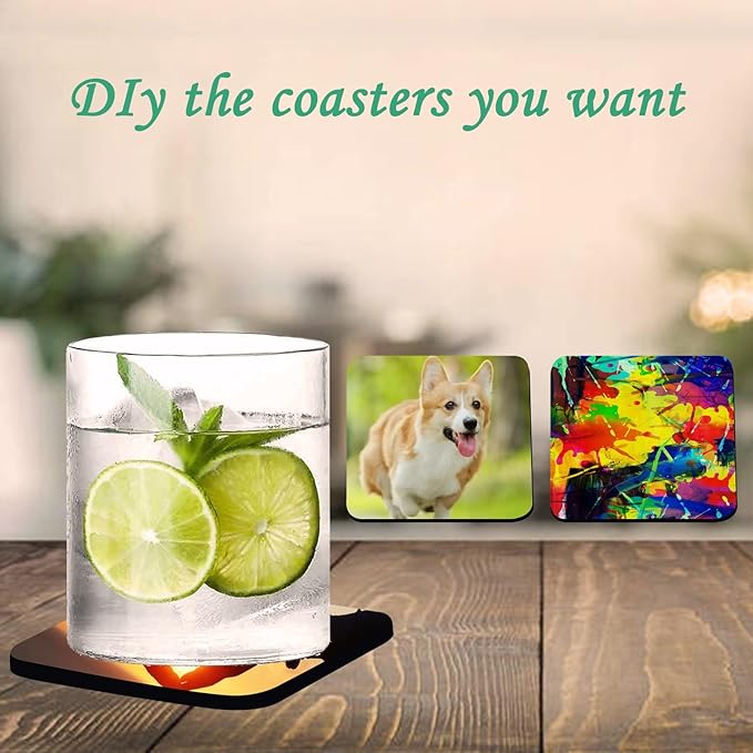 100 PCS Sublimation Blank Cup Coasters Bulk, 4x4 Inch Square Blank Cup Mat Rubber for Sublimation Transfer Heat Press Printing DIY Crafts