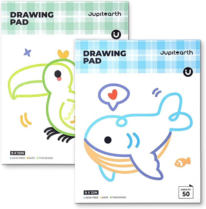 JUPITEARTH Drawing Paper for Kids 9x12 Inch 2-Pack 100 Sheets