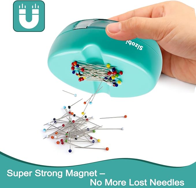 Sizobi Magnetic Pin Holder with 100 Pcs Pins, Sewing Supplies Organizer