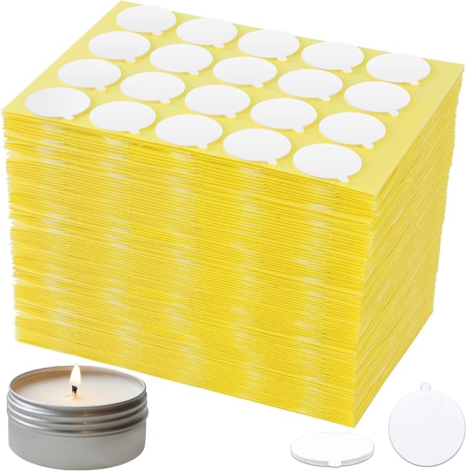 960Pcs Candle Making Wick Stickers, Heat Resistance, Double-Sided | Tail, Easy to Peel, Adhere Steady in Hot Wax, Ideal for Candle Making, DIY Projects, Gift