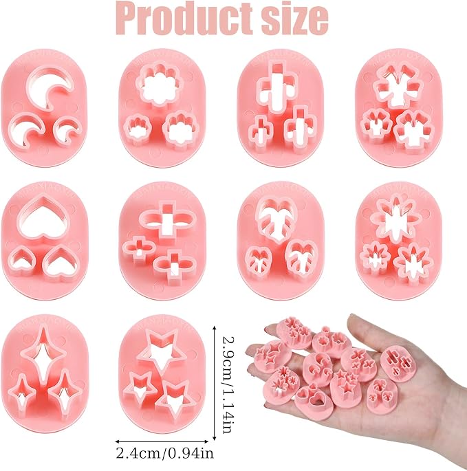 10 PCS Polymer Clay Cutters, Flower Petal Clay Cutter for Earrings Making 10 Shapes Floral Leaf Heart Moon Clay Molds DIY Jewelry Tools