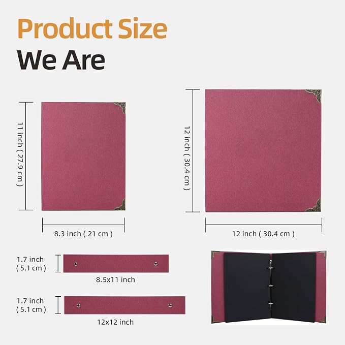 Vienrose DIY Scrapbook Photo Album Kit with Stickers, Pens, Tapes, 60 Pages Hardcover Memory Book, 8.5x11 Inch 3 Ring Binder with Black Pages, Guest Book Gift for Wedding, Travel & Anniversary Red | 30 Sheets,Hardcover,3-Ring Removable Black Paper,Pens...