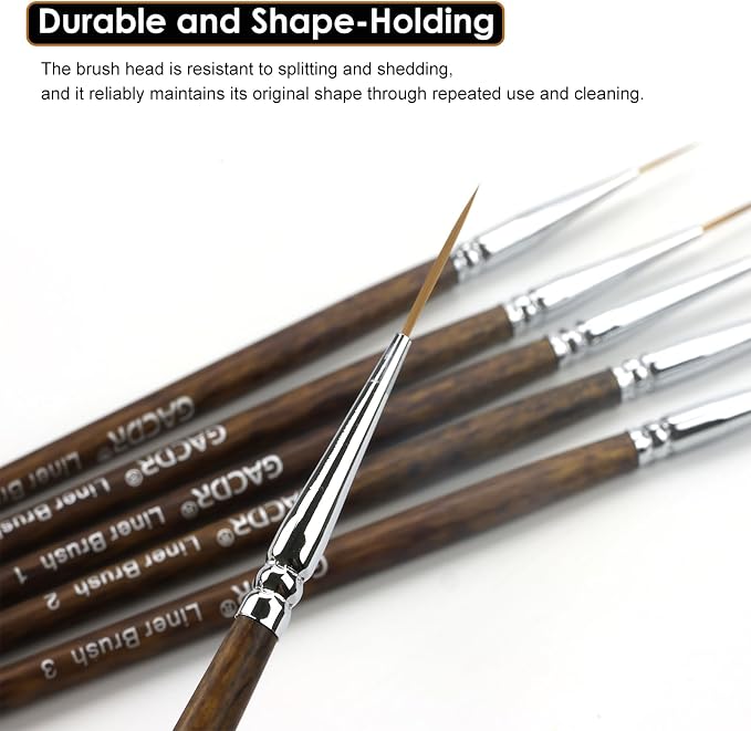 Rigger Brush Watercolor Set, 6 Long Liner Brushes for Acrylic Painting | Liner Brushes For Watercolor, Acrylic, Fine Detail, Script, Scroll, Pinstriping