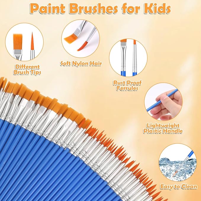 240 Pcs Mini Paint Brushes Bulk, Flat and Fine Tip Small Paint Brushes | Tiny Paint Brushes Set for Crafts, Art Classroom, Acrylic, Oil, Watercolor, Canvas, Touch Up, Face, Painting Parties Supplies