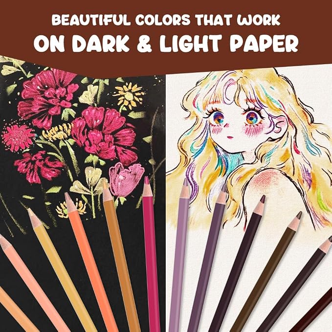 12Pcs Skin Colored Pencils Set,Professional Drawing Pencils for Adults | Skin Based,No Duplicates,Pre-sharpened Wooden Sketch Pencil Art Supplies for Coloring Books