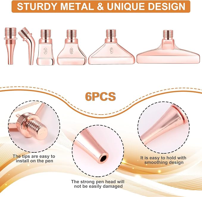 Snewvie Diamond Painting Pen Accessories Tools Set,1PCS Luminous Diamond Art Pen and 6Pcs Rose Gold Metal Screw Thread Multi Placer Tips,Diamond Painting Drill Pens for DIY Diamond Art