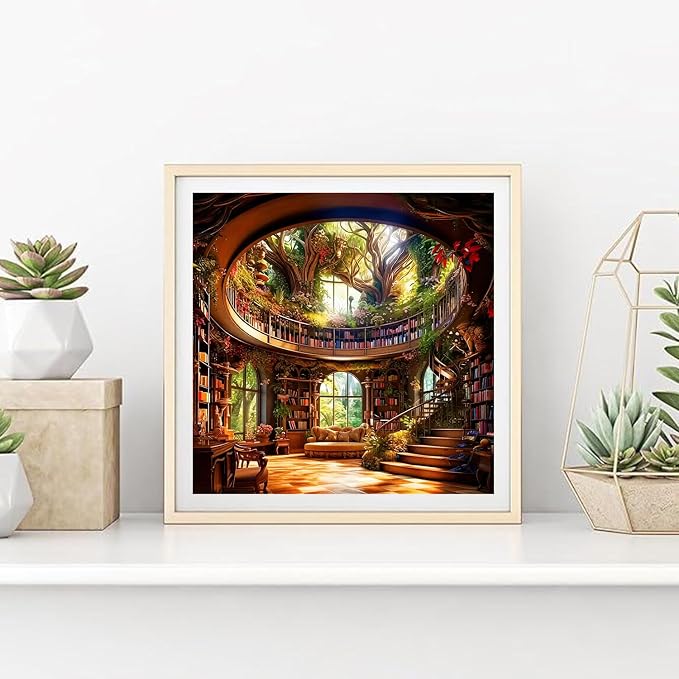 XUCNWL Diamond Art Kits for Adults,Bookstore Diamond Painting for Beginners