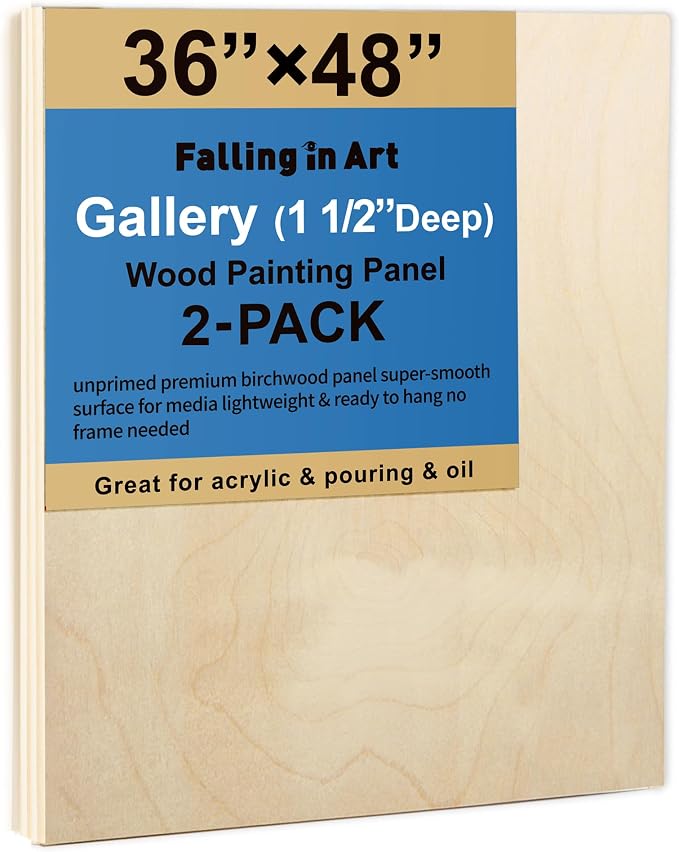 Falling in Art 2 Pack 36x48'' Unfinished Gallery Birch Wood Canvas Panels