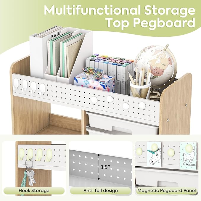 Rolling Craft Cart with 6 Drawers, Pegboard and Locking Wheels Green